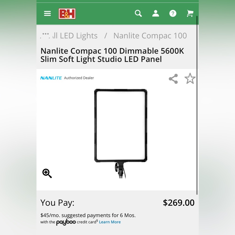 Nanlite compac dimmable light panel